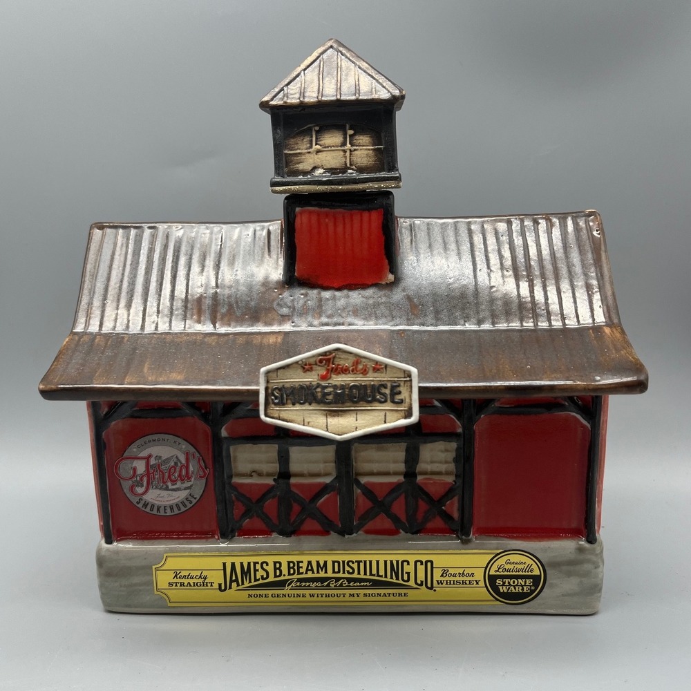 Vintage Louisville Stoneware Jim Beam Distlling Decanter Fred's Smokehouse 2013